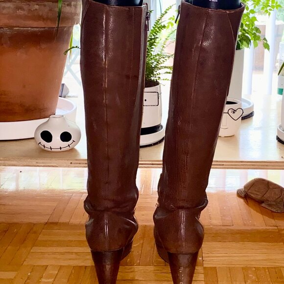 Coclico Leather Knee-High Boots – Brown, Size 39, 3.5" Heel, Made in Spain - Picture 3 of 4